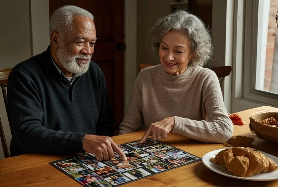 Couple dining with Photo Placemat