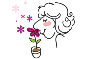 man, woman, scent of flowers, sniff, sniff, sniff, sniff, sniff, sniff