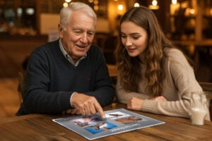 Father and daughter with Spark Your Memories Photo Placemat